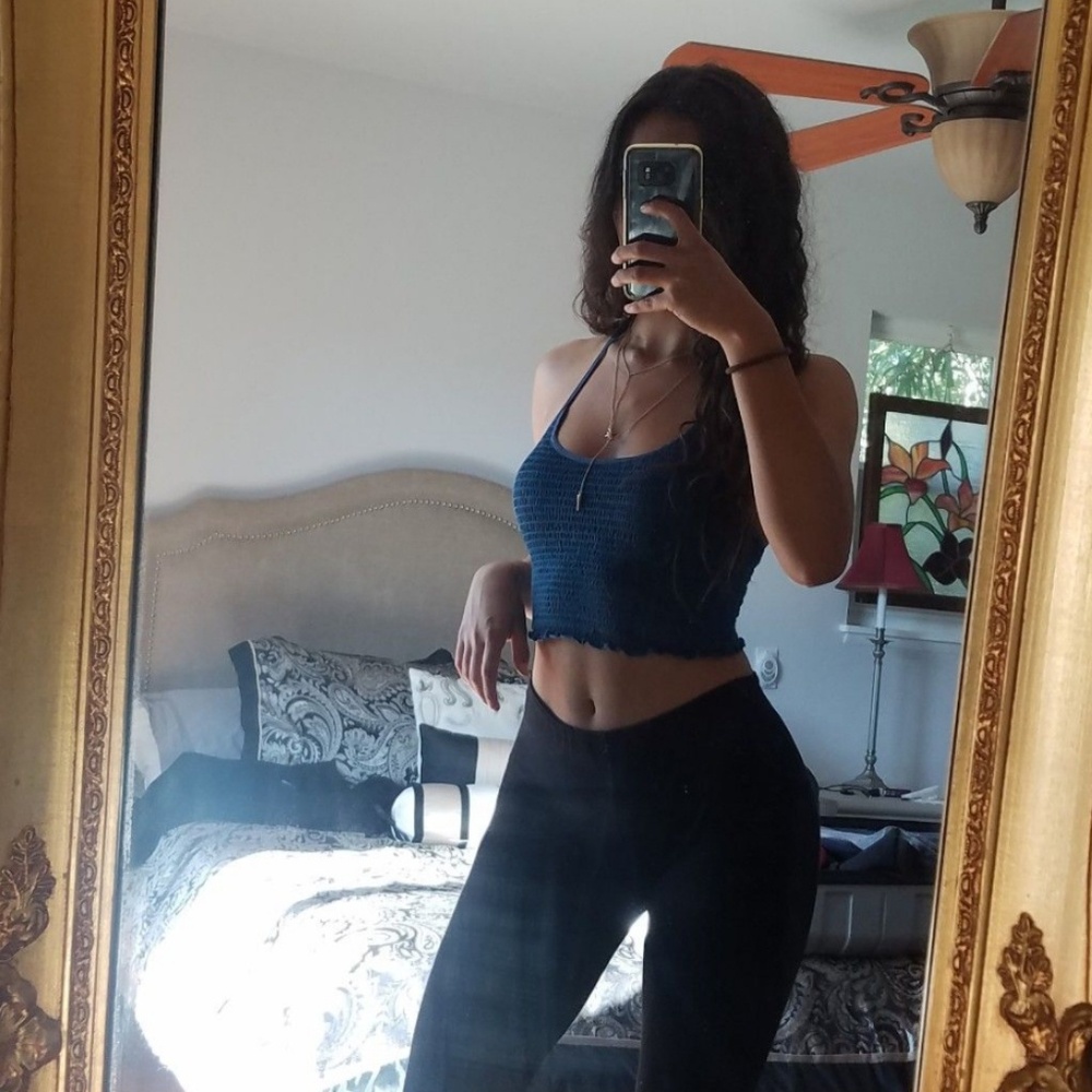 Blue halter crop top